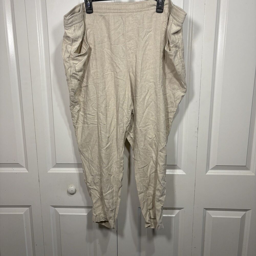 Old Navy Linen Crop Pants Womens XXL Beige Relaxed Fit Coastal Resortcore Boho